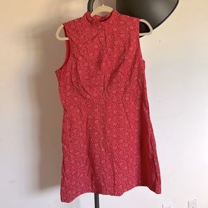 Red and cream floral/seashell pattern dress